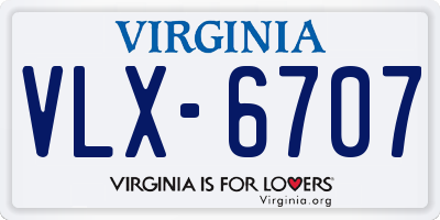 VA license plate VLX6707