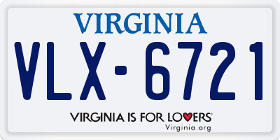 VA license plate VLX6721