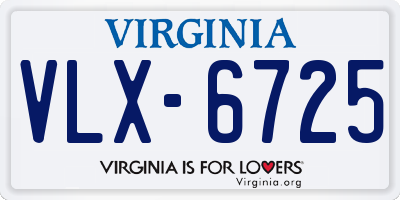 VA license plate VLX6725