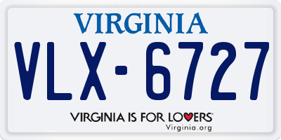 VA license plate VLX6727