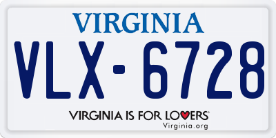 VA license plate VLX6728