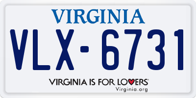 VA license plate VLX6731