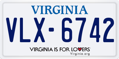 VA license plate VLX6742