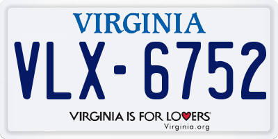 VA license plate VLX6752