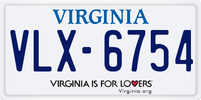 VA license plate VLX6754