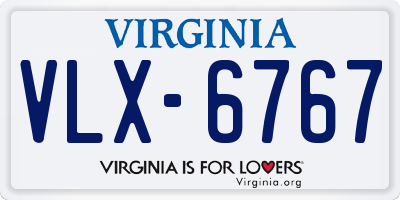 VA license plate VLX6767