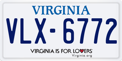 VA license plate VLX6772