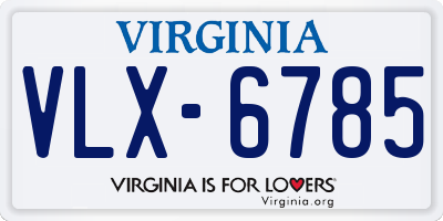 VA license plate VLX6785