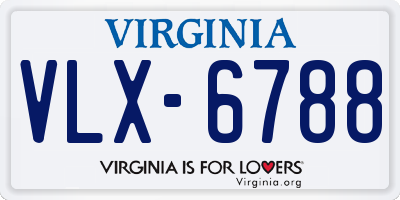 VA license plate VLX6788