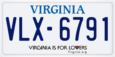 VA license plate VLX6791