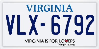 VA license plate VLX6792