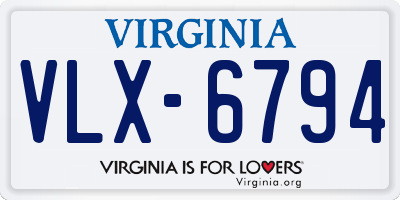 VA license plate VLX6794