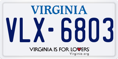 VA license plate VLX6803