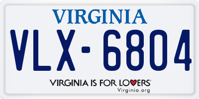 VA license plate VLX6804