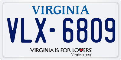 VA license plate VLX6809