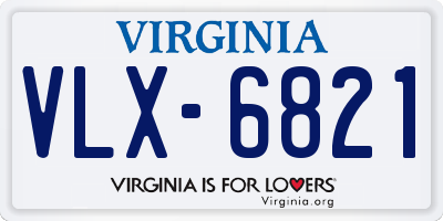 VA license plate VLX6821