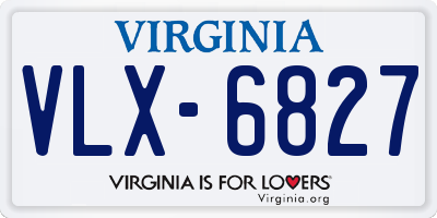 VA license plate VLX6827