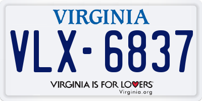 VA license plate VLX6837