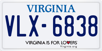 VA license plate VLX6838