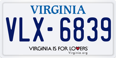 VA license plate VLX6839