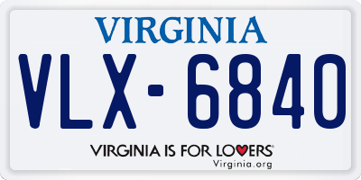 VA license plate VLX6840