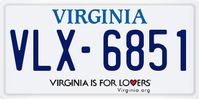 VA license plate VLX6851