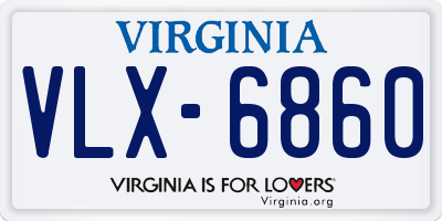 VA license plate VLX6860