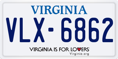 VA license plate VLX6862