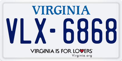 VA license plate VLX6868