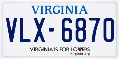 VA license plate VLX6870