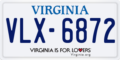 VA license plate VLX6872