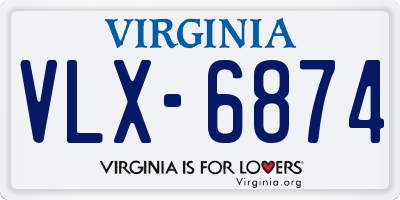 VA license plate VLX6874