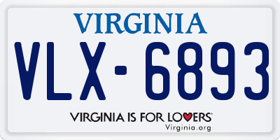 VA license plate VLX6893