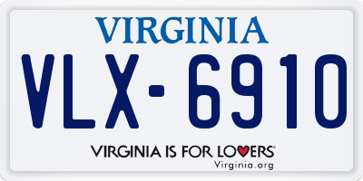 VA license plate VLX6910