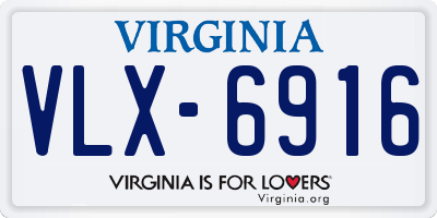 VA license plate VLX6916