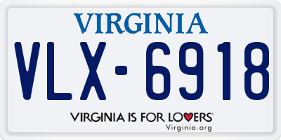 VA license plate VLX6918