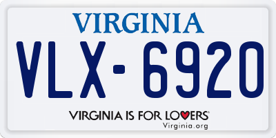 VA license plate VLX6920