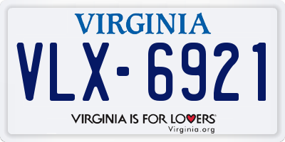 VA license plate VLX6921