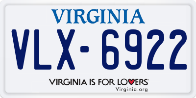 VA license plate VLX6922