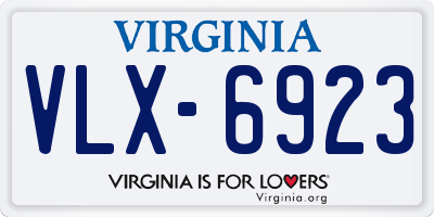 VA license plate VLX6923