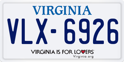 VA license plate VLX6926