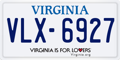 VA license plate VLX6927