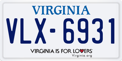 VA license plate VLX6931