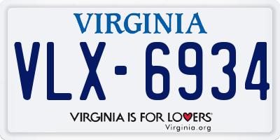 VA license plate VLX6934