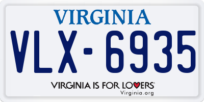 VA license plate VLX6935