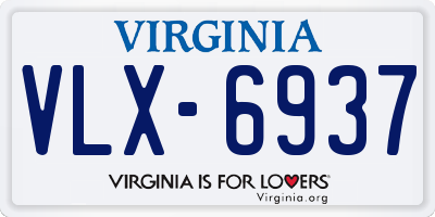 VA license plate VLX6937