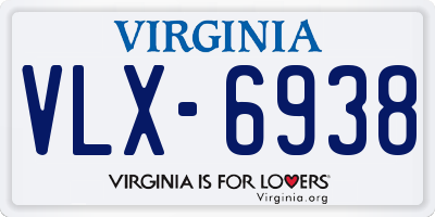 VA license plate VLX6938