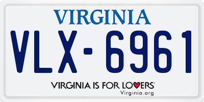 VA license plate VLX6961