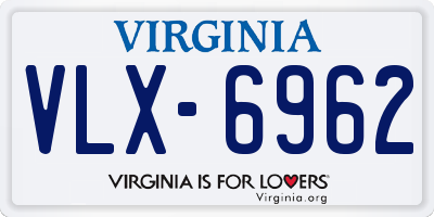 VA license plate VLX6962