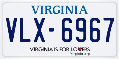 VA license plate VLX6967